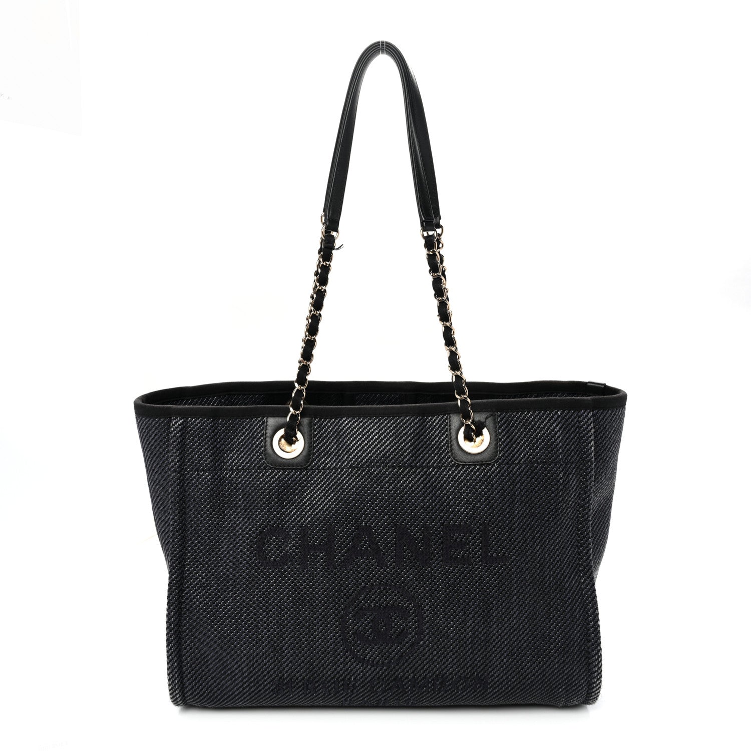 Chanel Mixed Fibers Calfskin Small Deauville Tote Black 1 of 11