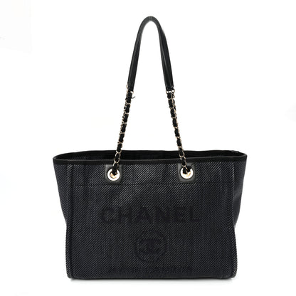 Chanel Mixed Fibers Calfskin Small Deauville Tote Black 1 of 11