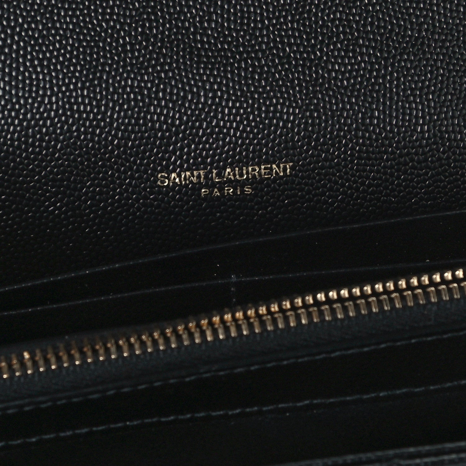 Saint Laurent Grain De Poudre Matelasse Chevron Monogram Chain Wallet Black 6 of 11