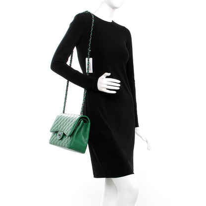 Chanel Caviar Quilted Jumbo Double Flap Green 2 of 9