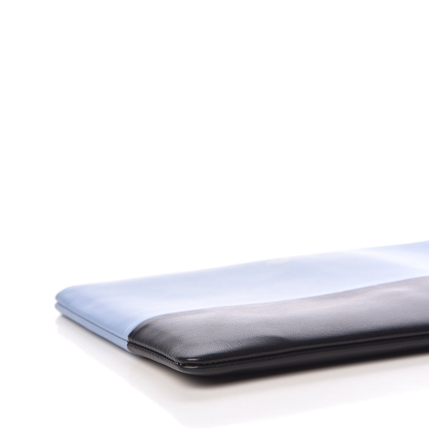Smooth Lambskin Bi-Color Solo Clutch Pouch Blue Black