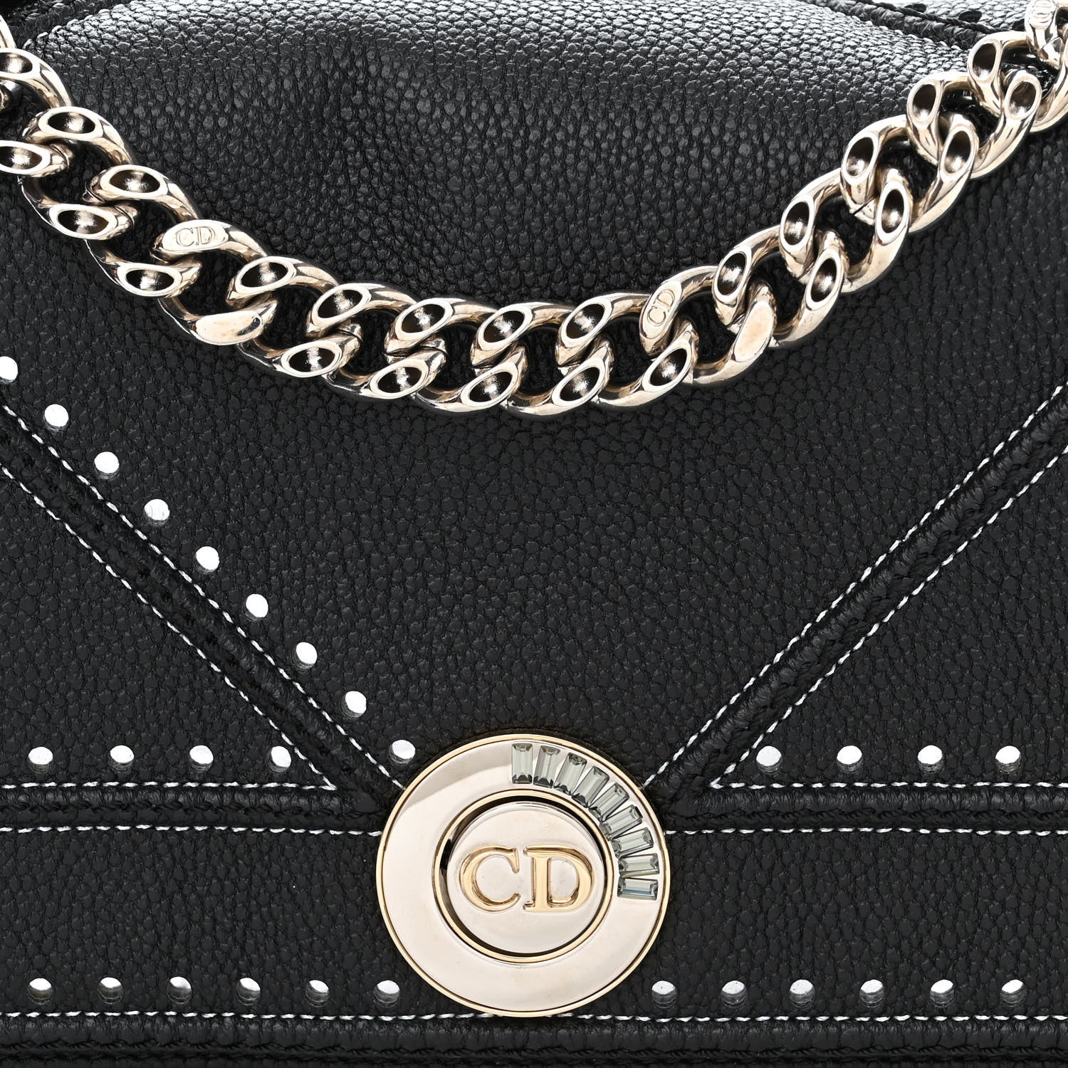Christian Dior Grained Calfskin Perforated Diorama Flap Bag Black 8 of 13
