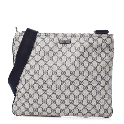 Gucci GG Plus Monogram Large Flat Messenger Bag Beige Blue 1 of 7