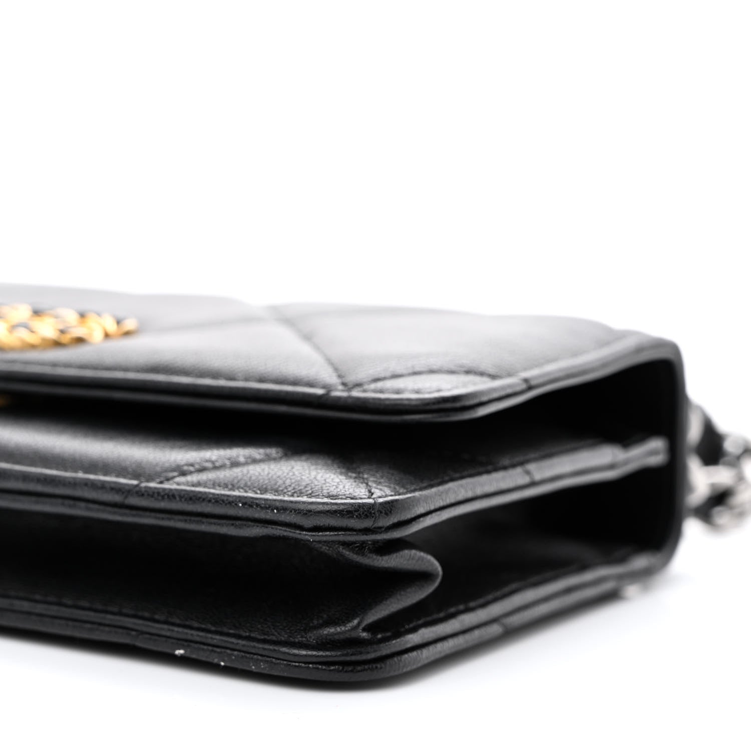 Chanel Goatskin Quilted Chanel 19 Wallet On Chain WOC Black 11 of 13