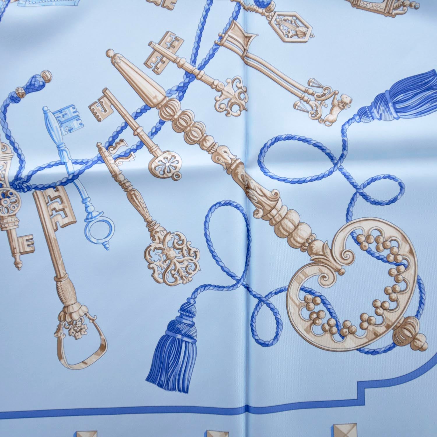 Hermes Silk Keys Les Cles Scarf 90 Light Bleu 5 of 8