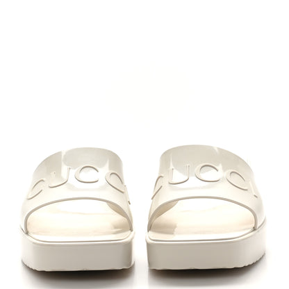 Gucci Rubber Gucci Logo Womens Platform 20/60mm Slide Sandals 37 Mystic White 3 of 10