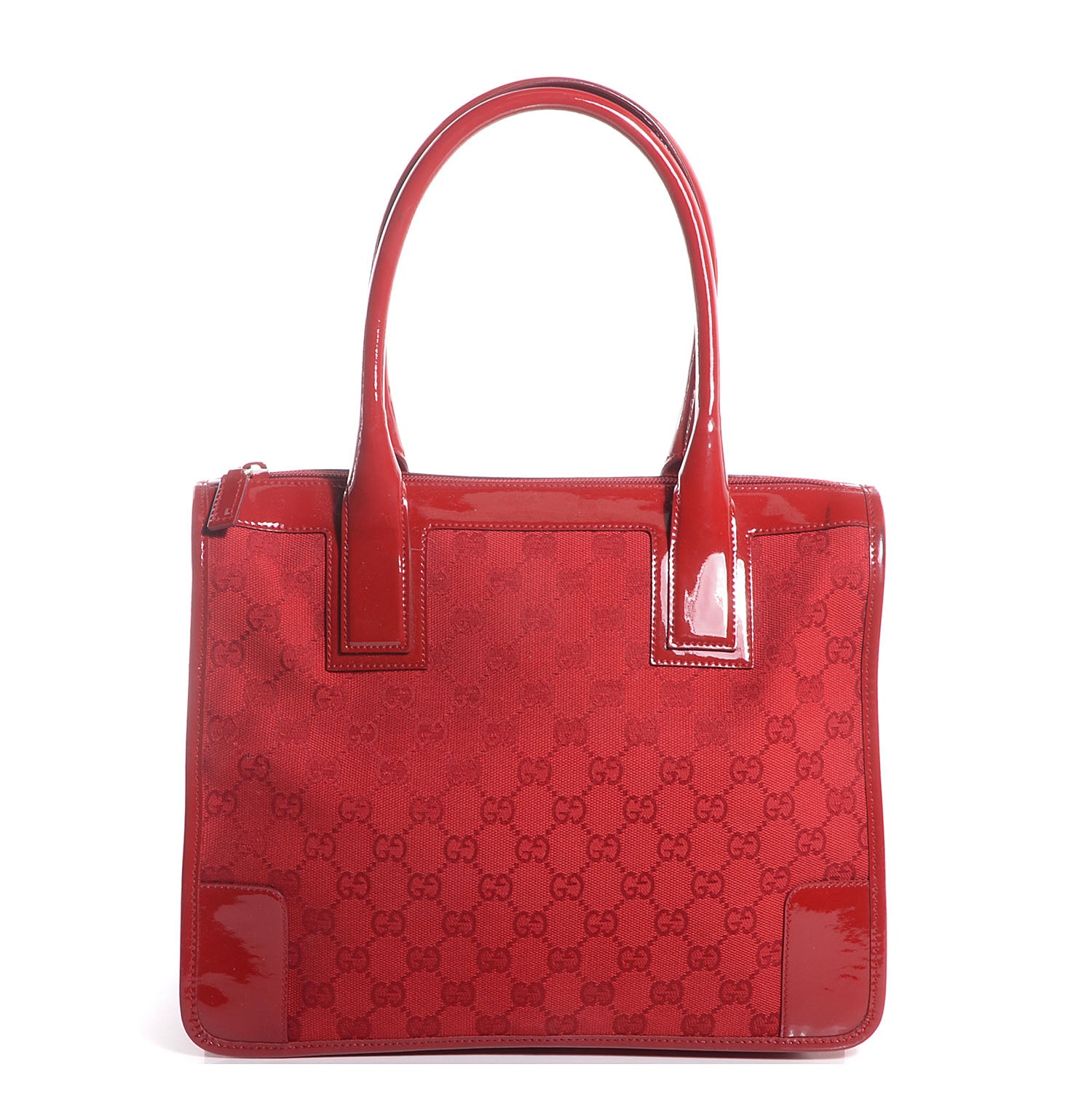 Gucci Patent Monogram Top Handle Tote Red 1 of 7