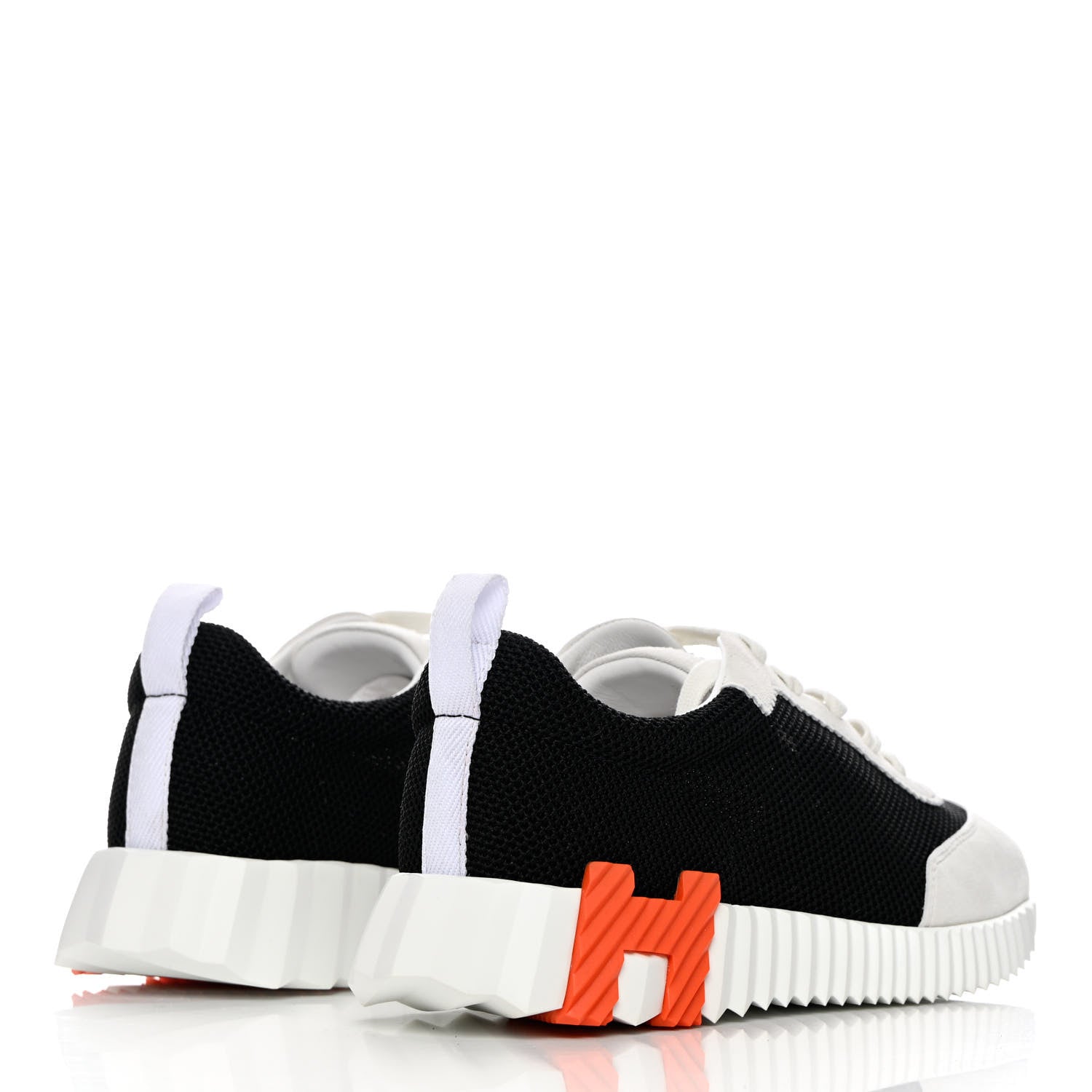 Hermes Parachute Fabric Suede Goatskin Bouncing Sneakers 38 Black Orange 4 of 8