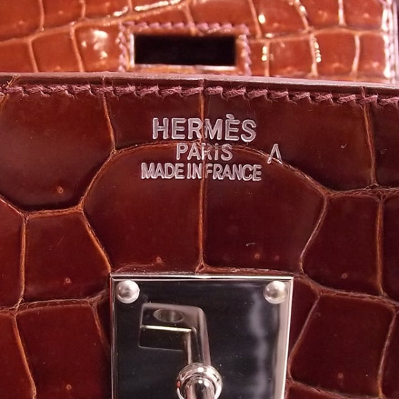 Hermes Shiny Porosus Crocodile JPG Birkin 42 Rouge H 8 of 11