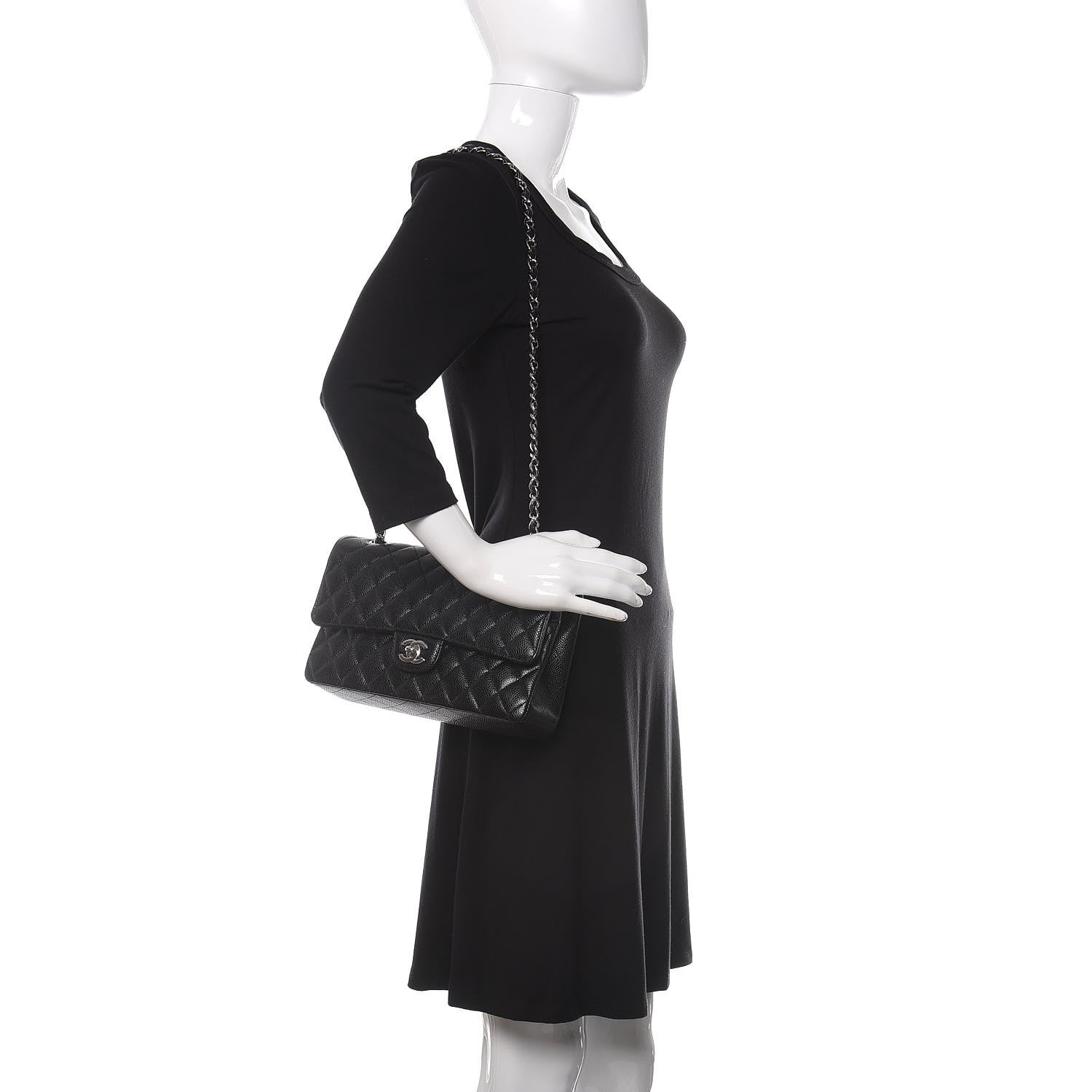 Chanel Caviar Quilted Medium Double Flap Black 2 of 10
