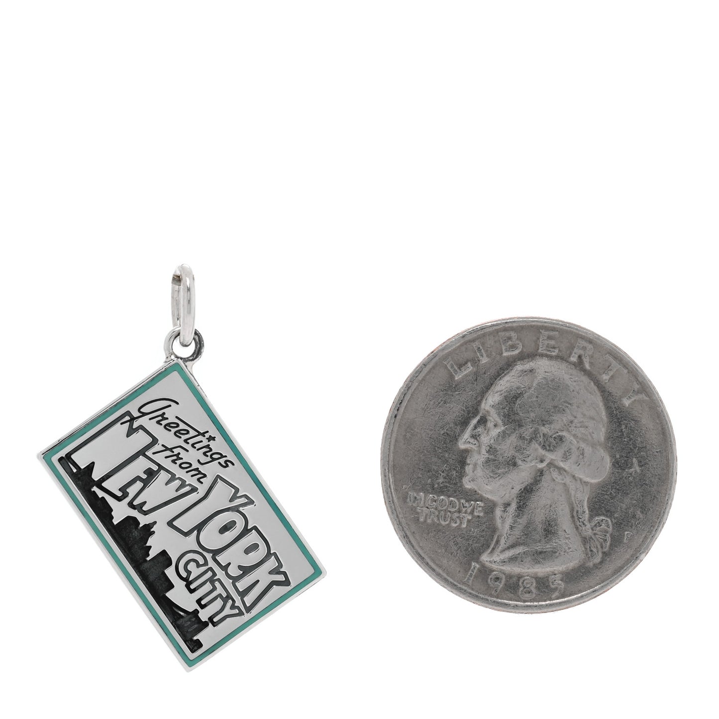 Sterling Silver Enamel New York Postcard Charm Blue