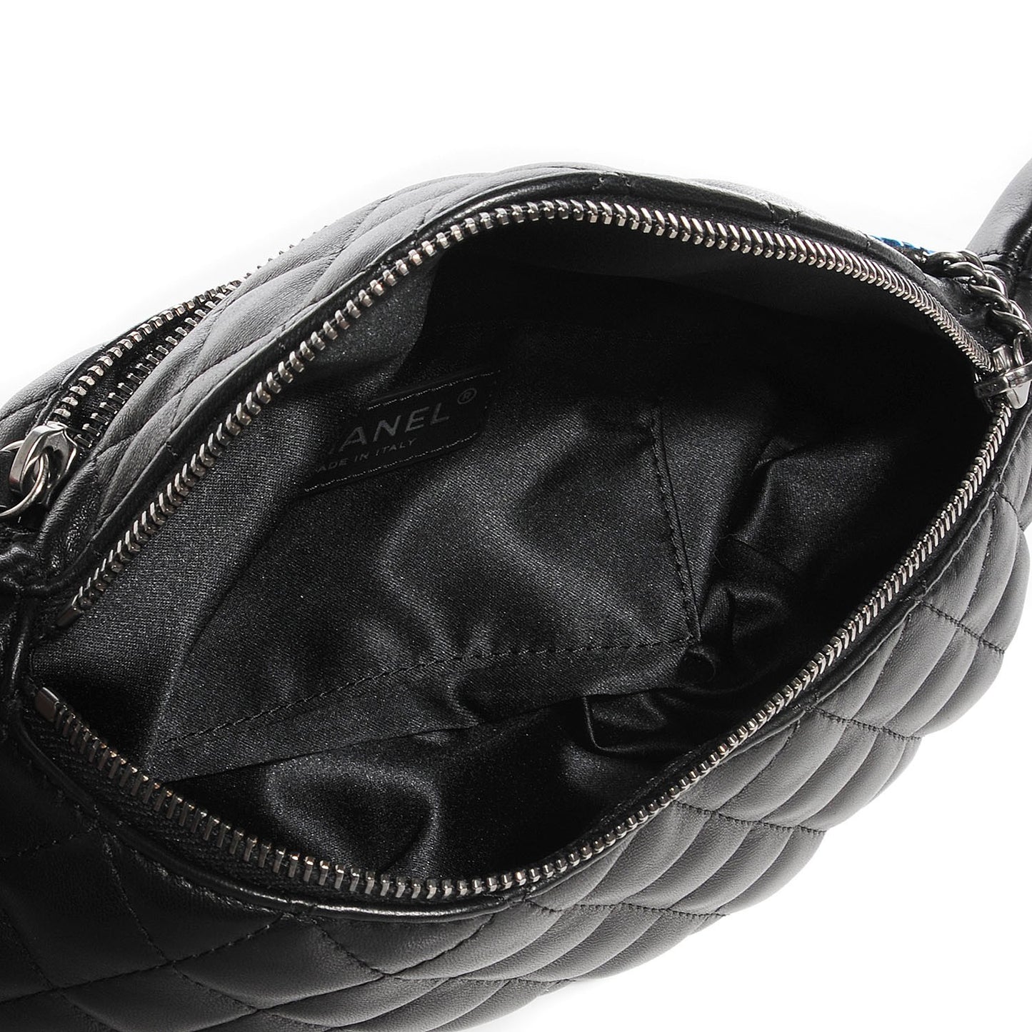 Lambskin Quilted Banane Waist Bag Black