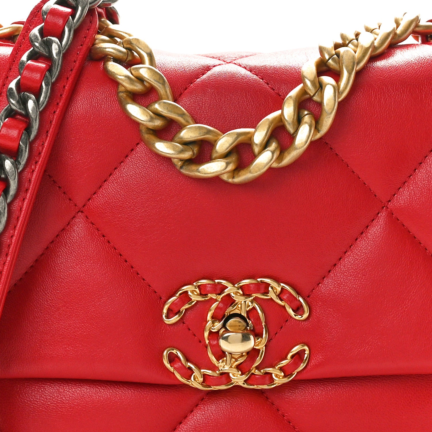Chanel Goatskin Quilted Medium Chanel 19 Flap Red 8 of 10
