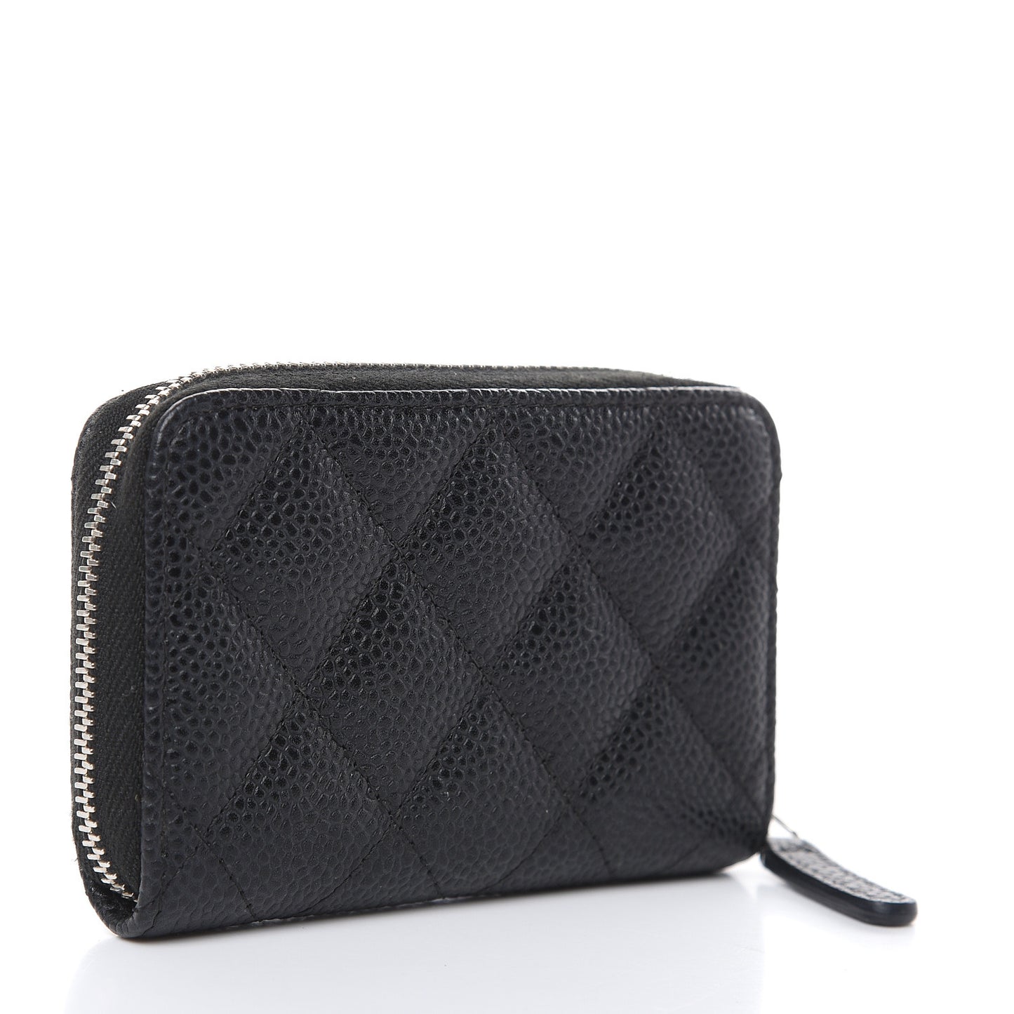 Caviar Quilted Zip Coin Purse Black