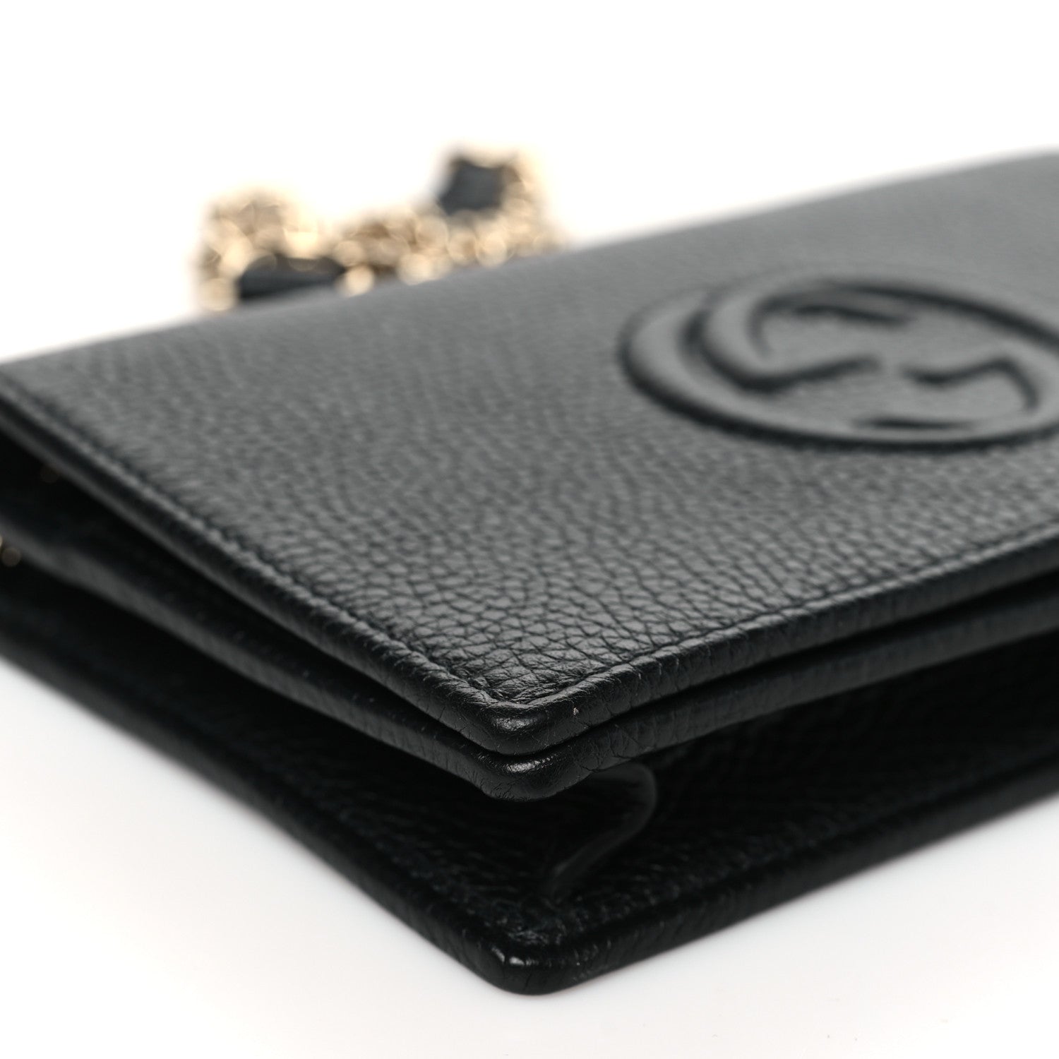 Gucci Pebbled Calfskin Soho Wallet On Chain Black 8 of 9