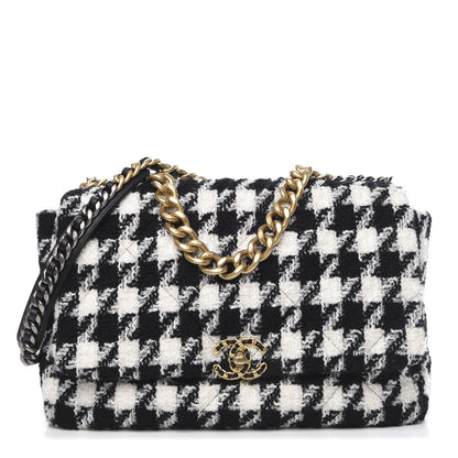 Chanel Tweed Quilted Maxi 19 Flap Black Ecru White 1 of 11