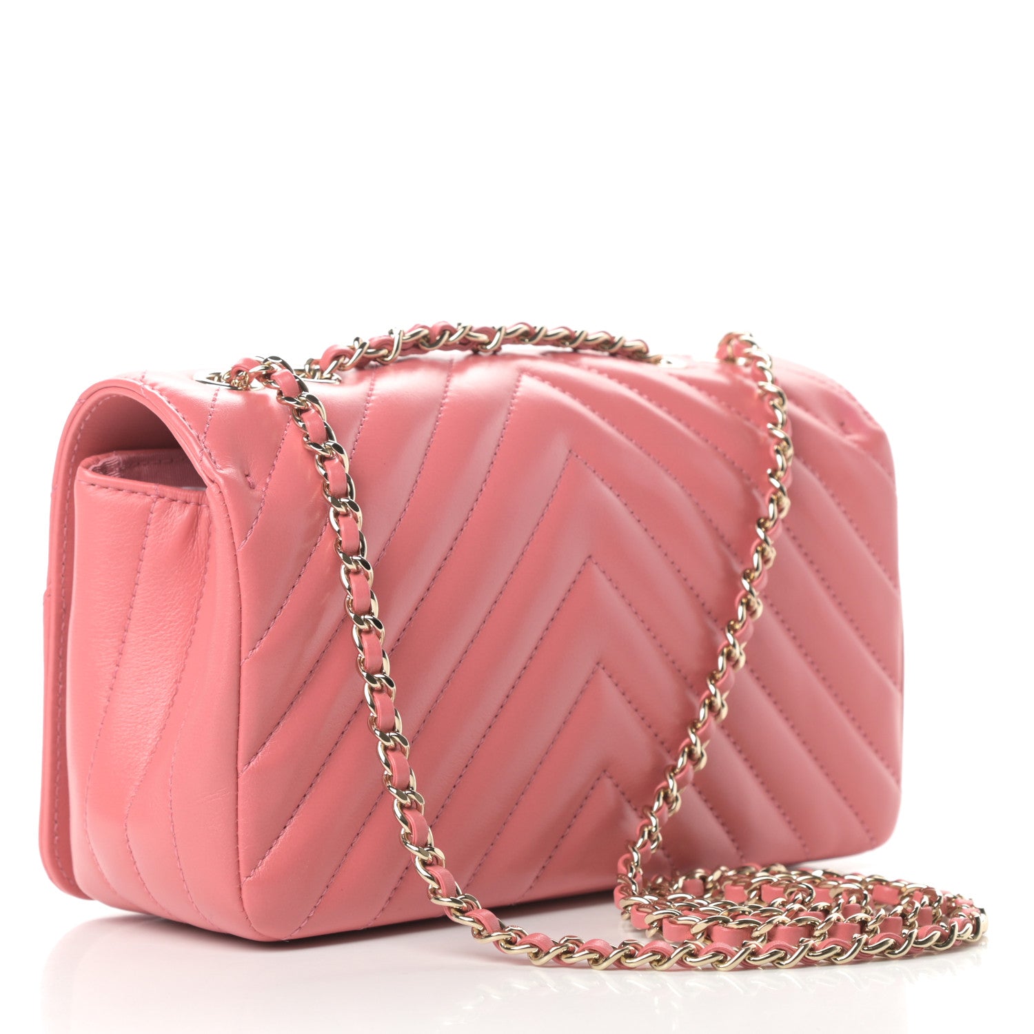 Chanel Calfskin Chevron Quilted Mini Statement Flap Pink 3 of 10