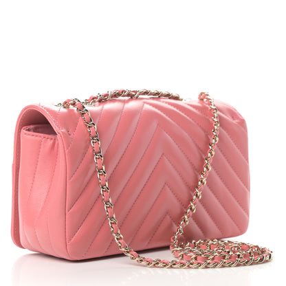 Chanel Calfskin Chevron Quilted Mini Statement Flap Pink 3 of 10
