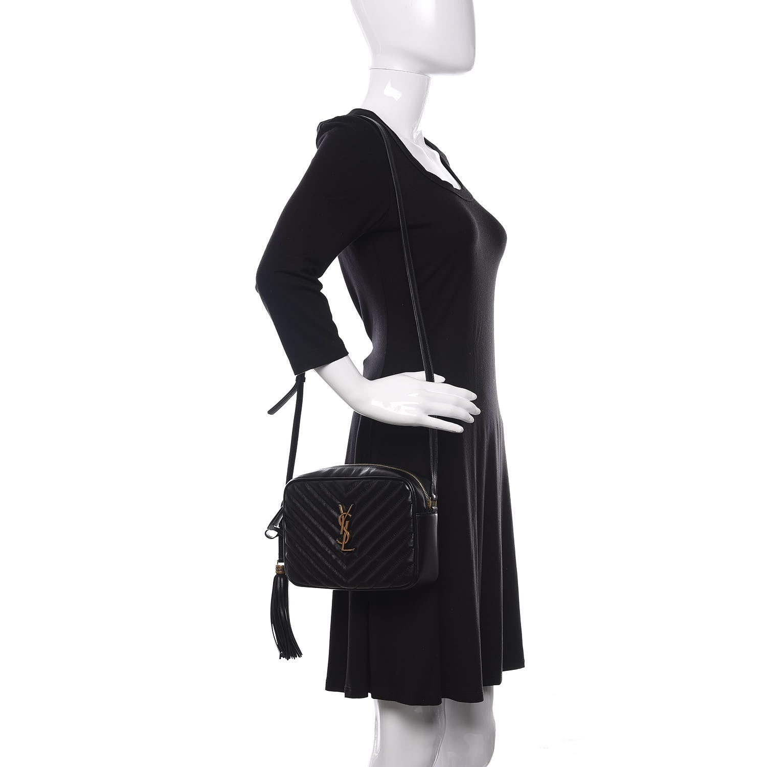 Saint Laurent Calfskin Matelasse Monogram Lou Camera Bag Black 2 of 10