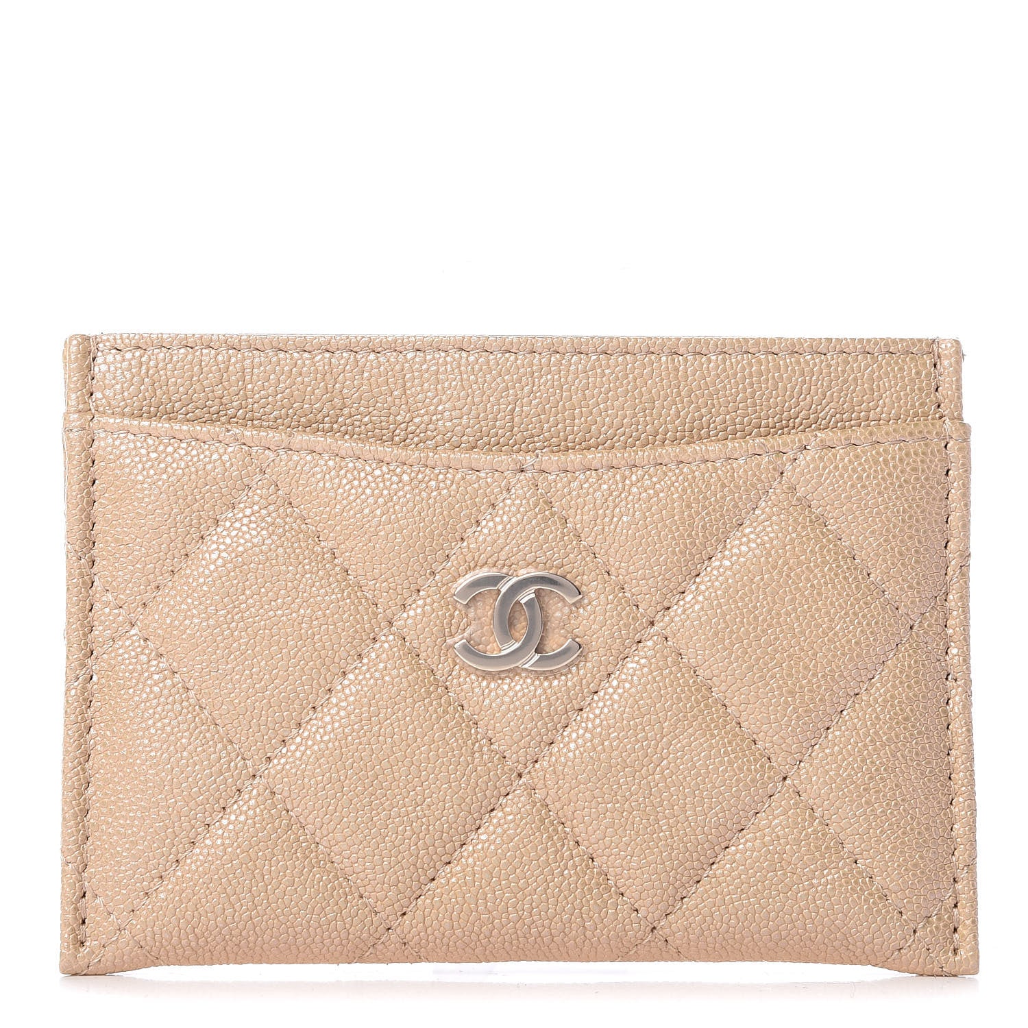 Chanel Iridescent Caviar Quilted Card Holder Beige 1 of 8