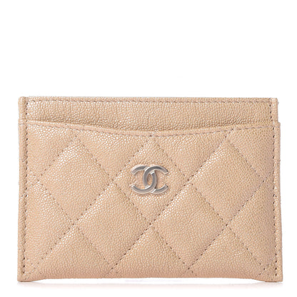 Chanel Iridescent Caviar Quilted Card Holder Beige 1 of 8