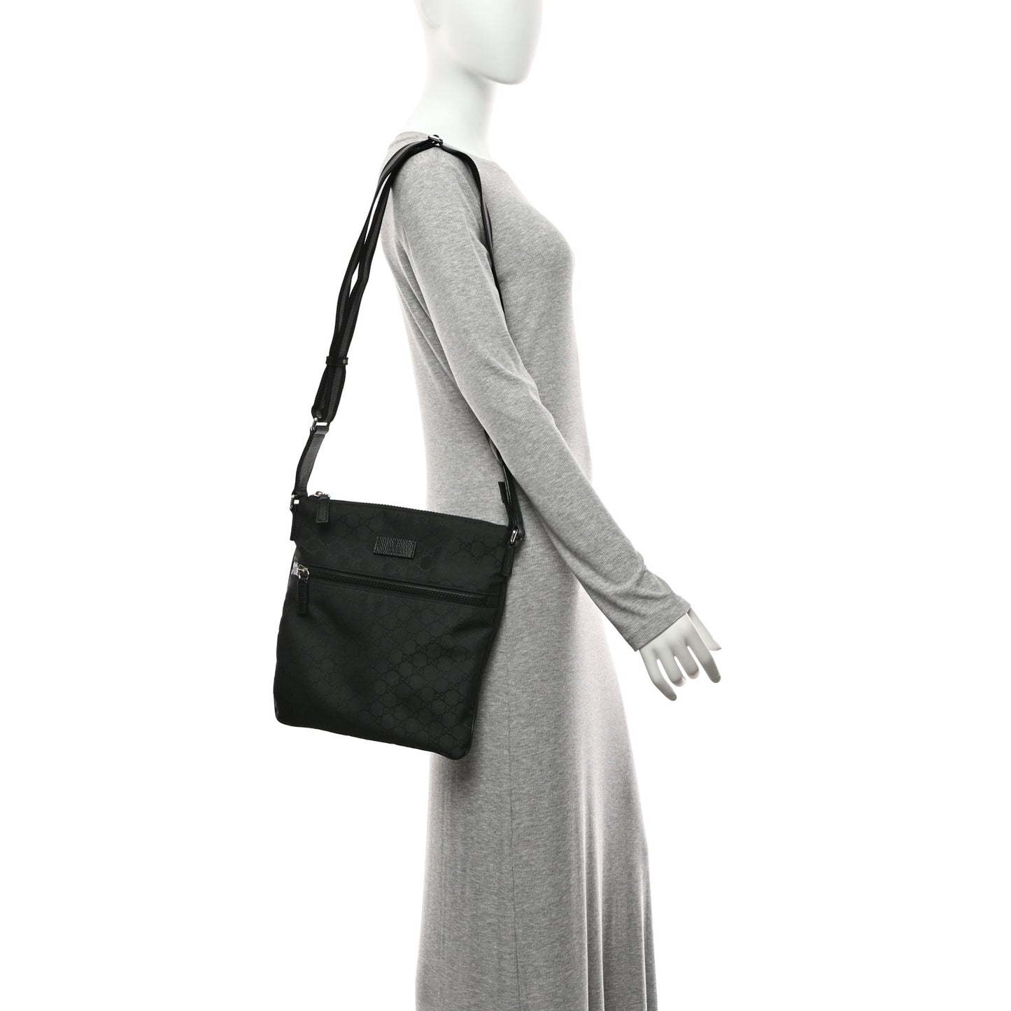 Nylon Monogram Small Flat Messenger Bag Black