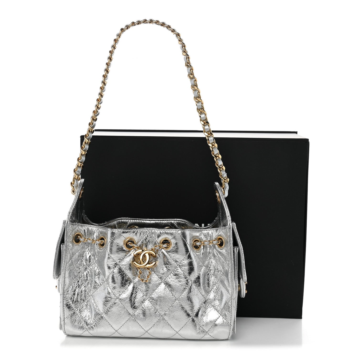 Chanel Metallic Aged Calfskin Quilted Mini Chanel 25 Handbag Silver 11 of 11