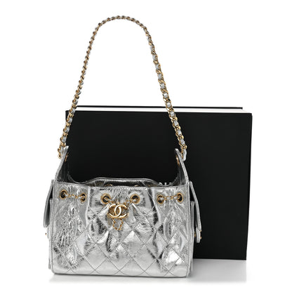 Chanel Metallic Aged Calfskin Quilted Mini Chanel 25 Handbag Silver 11 of 11