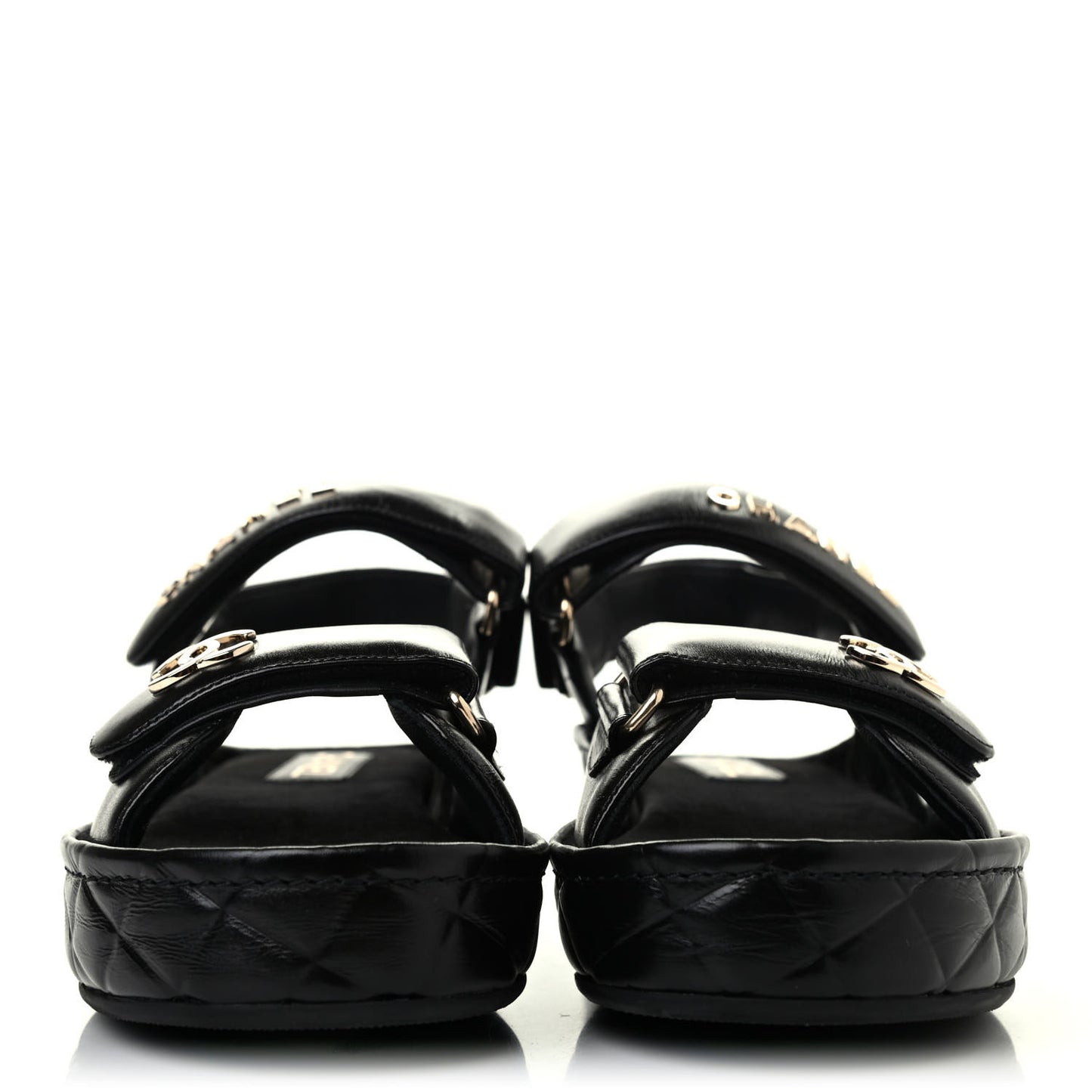 Shiny Calfskin Logo Platform Sandals 38 Black