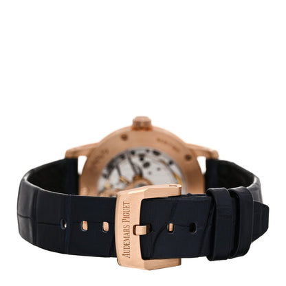Audemars Piguet 18K Rose Gold Alligator 38mm Code 11.59 Automatic Watch Blue 77410OR.OO.A344CR.01 3 of 6