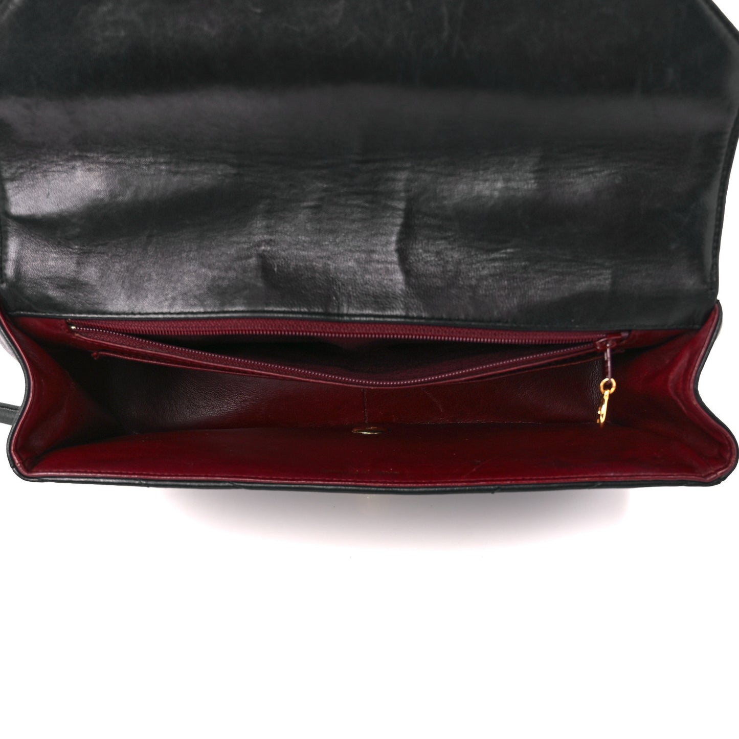 Lambskin Chevron Quilted Envelope Flap Black