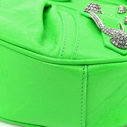 Balenciaga Agneau Arena Crystal Le Cagole Shoulder Bag XS Fluo Green 10 of 13