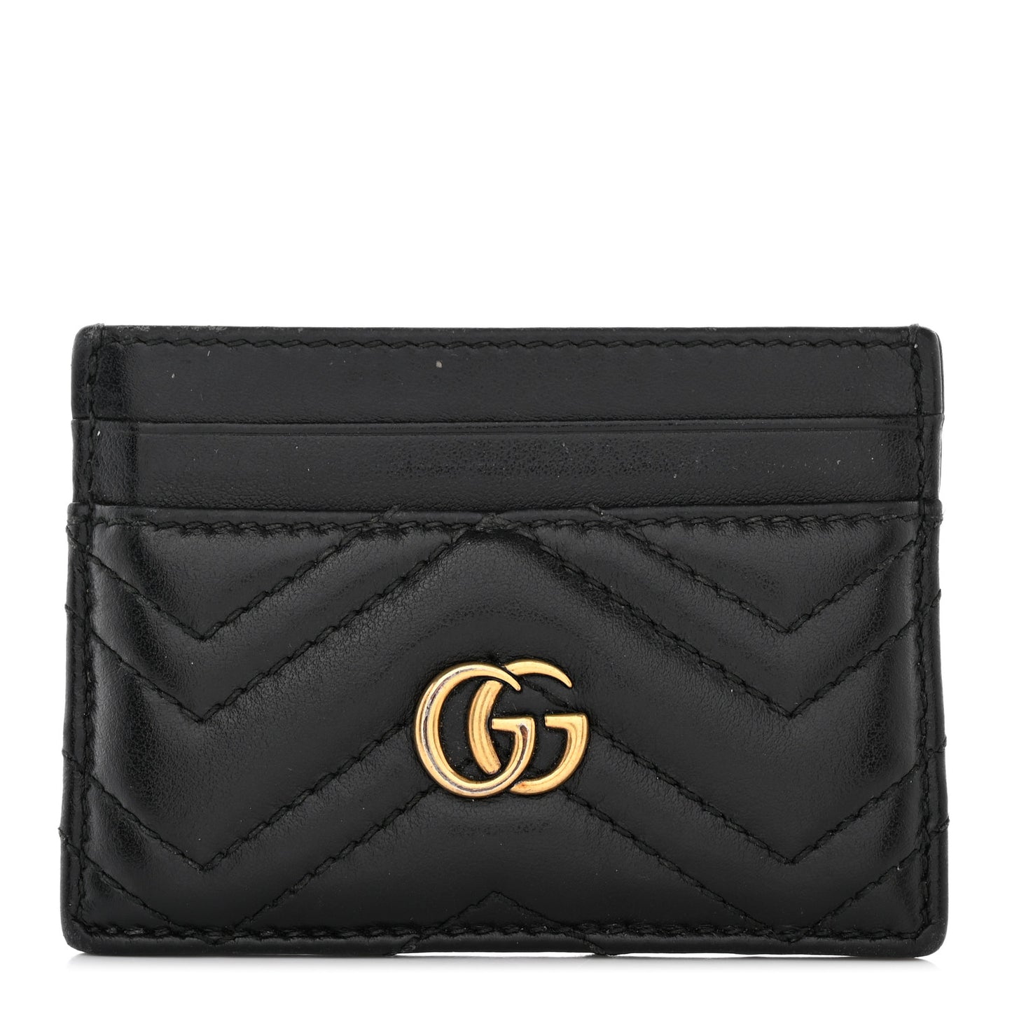 Calfskin Matelasse GG Marmont Card Holder Black
