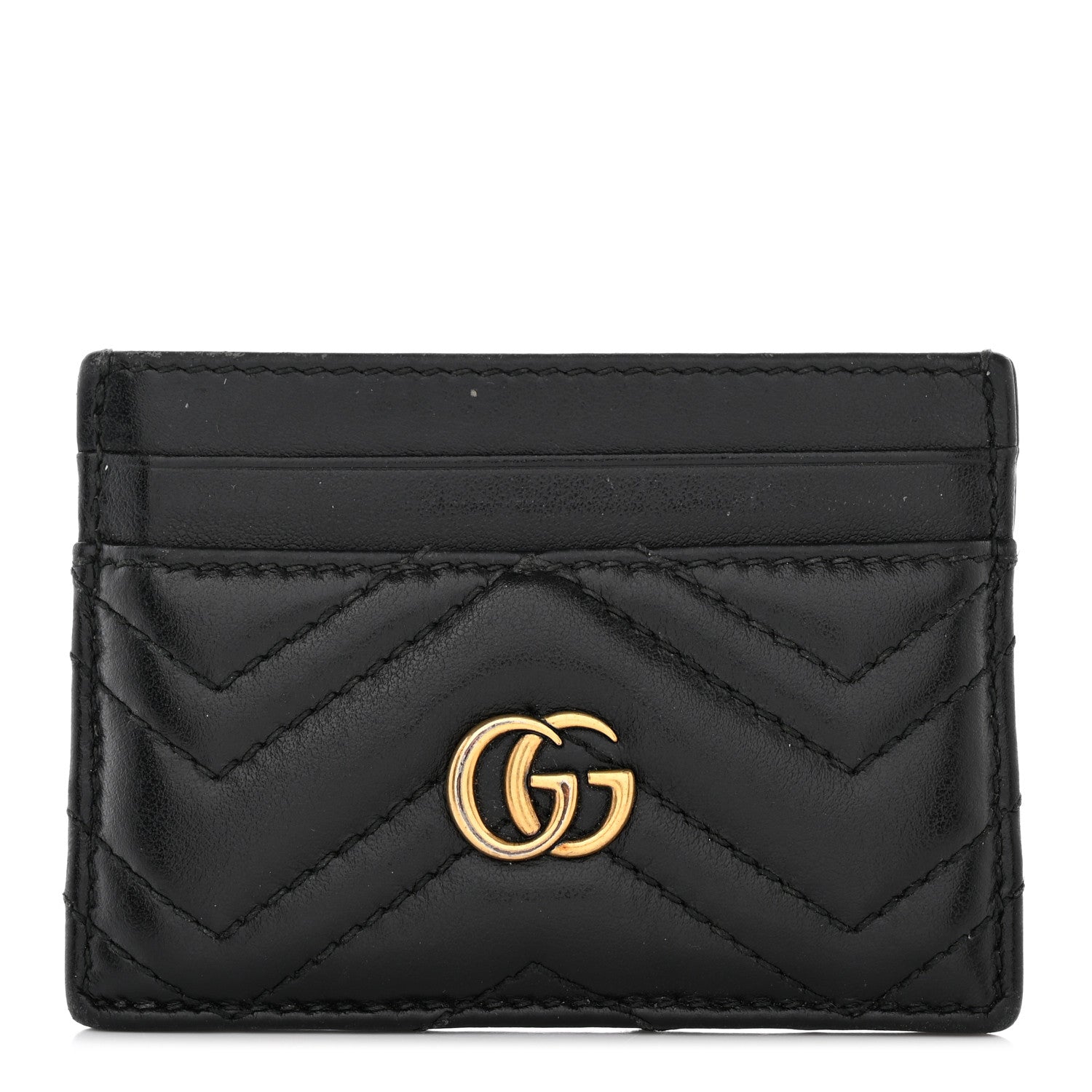 Gucci Calfskin Matelasse GG Marmont Card Holder Black 1 of 11