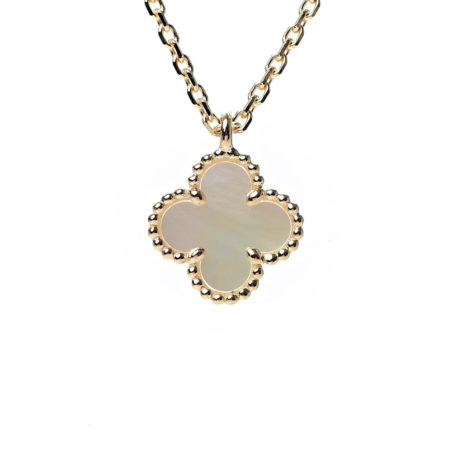 18K Yellow Gold Mother of Pearl Sweet Alhambra Pendant Necklace
