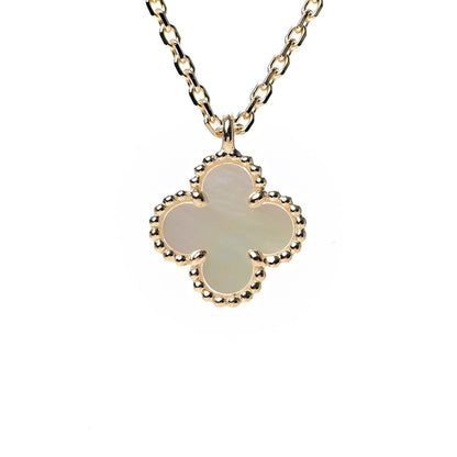 Van Cleef & Arpels 18K Yellow Gold Mother of Pearl Sweet Alhambra Pendant Necklace 6 of 7