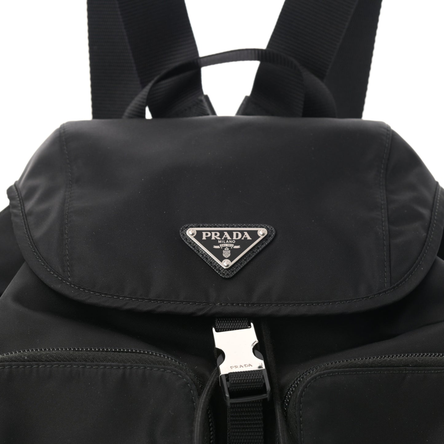 Tessuto Nylon Vela Saffiano Large Backpack Black