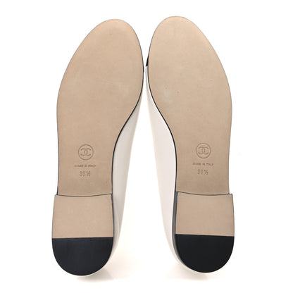 Chanel Lambskin Cap Toe CC Ballerina Flats 38.5 White Black 7 of 11