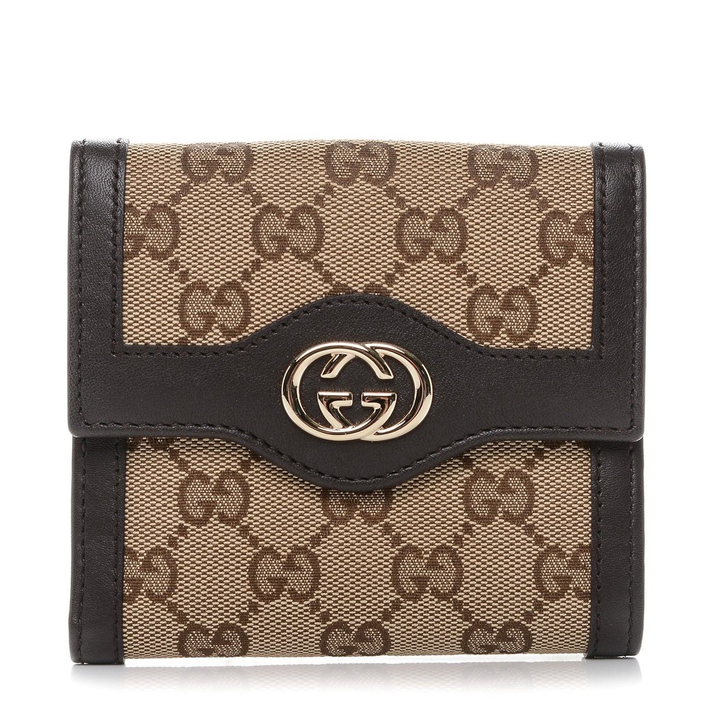 Monogram Margaux Calfskin Sukey French Flap Wallet Beige Ebony Cocoa