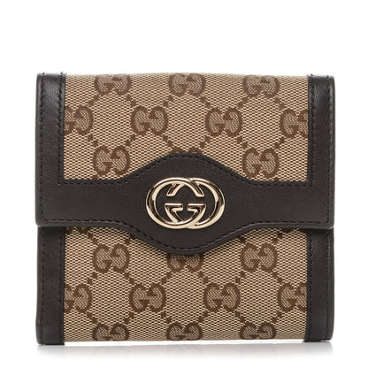Gucci Monogram Margaux Calfskin Sukey French Flap Wallet Beige Ebony Cocoa 1 of 6