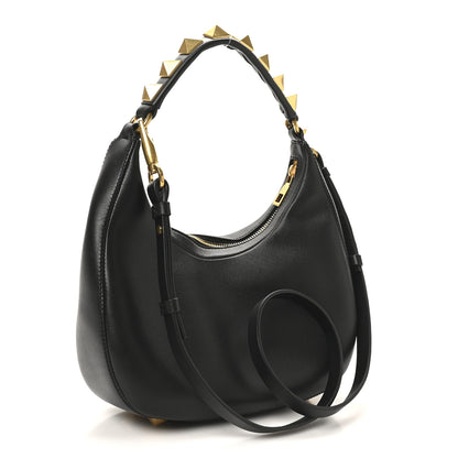 Valentino Garavani Calfskin Stud Sign Zip Hobo Black 3 of 9