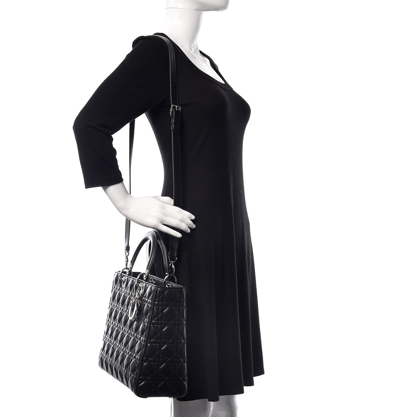 Lambskin Cannage Large Lady Dior Black