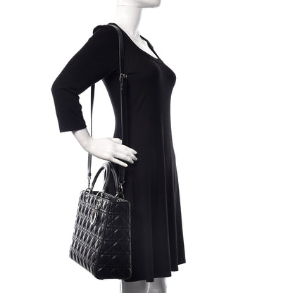 Christian Dior Lambskin Cannage Large Lady Dior Black 2 of 9