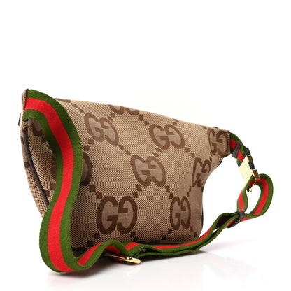Gucci Monogram Jumbo GG Textured Dollar Calfskin Web Belt Bag Camel Ebony New Acero Camel Ebony New Acero 3 of 10
