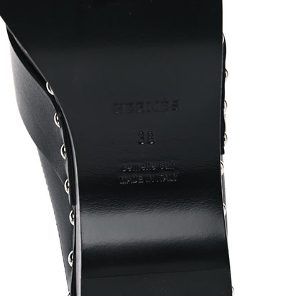 Hermes Calfskin Calya Mules 38 Black 6 of 11