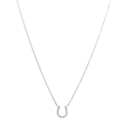 Tiffany 18K White Gold Diamond Mini Metro Horseshoe Pendant Necklace 1 of 6