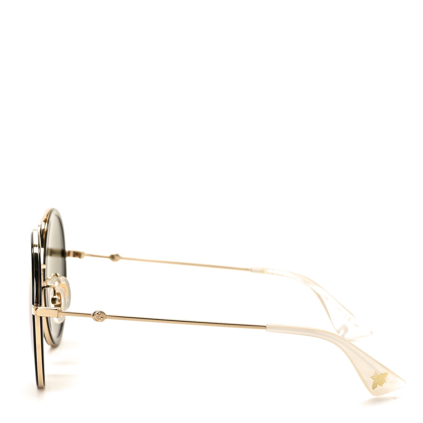Metal Round Frame Tiger Print Sunglasses GG0061S Gold
