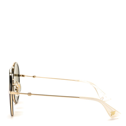 Gucci Metal Round Frame Tiger Print Sunglasses GG0061S Gold 3 of 7