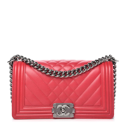 Chanel Calfskin Chevron Quilted Medium Boy Flap Red 1 of 11