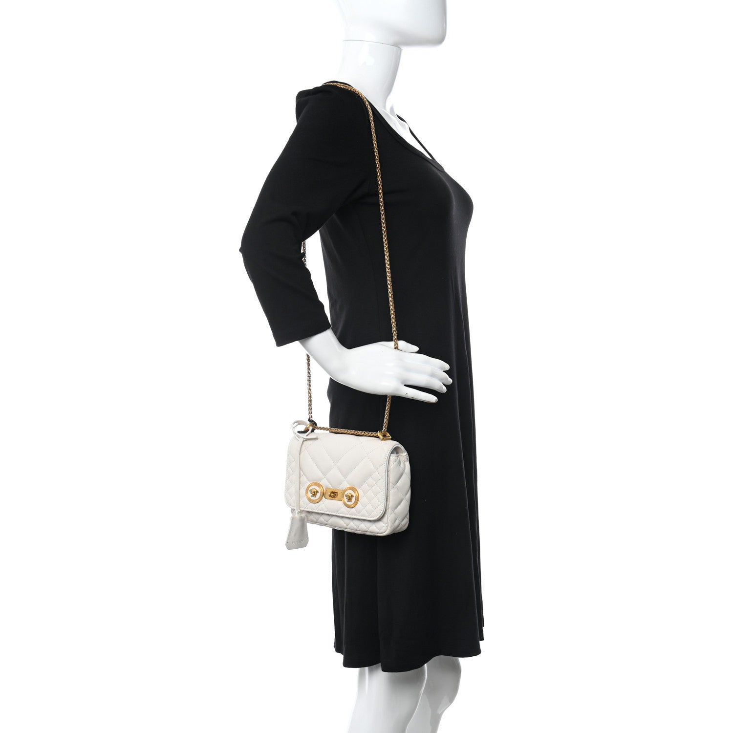 Versace Nappa Quilted Icon Shoulder Bag White 2 of 11